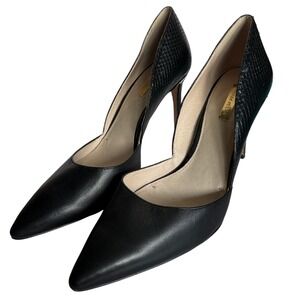 Louise et Cie D'Orsay Pumps Snake Embossed Leather Stiletto Heels Women 10 Black